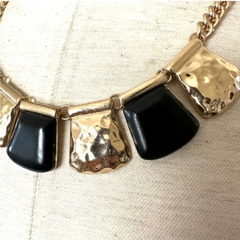 L.JTM gold tone and black necklace